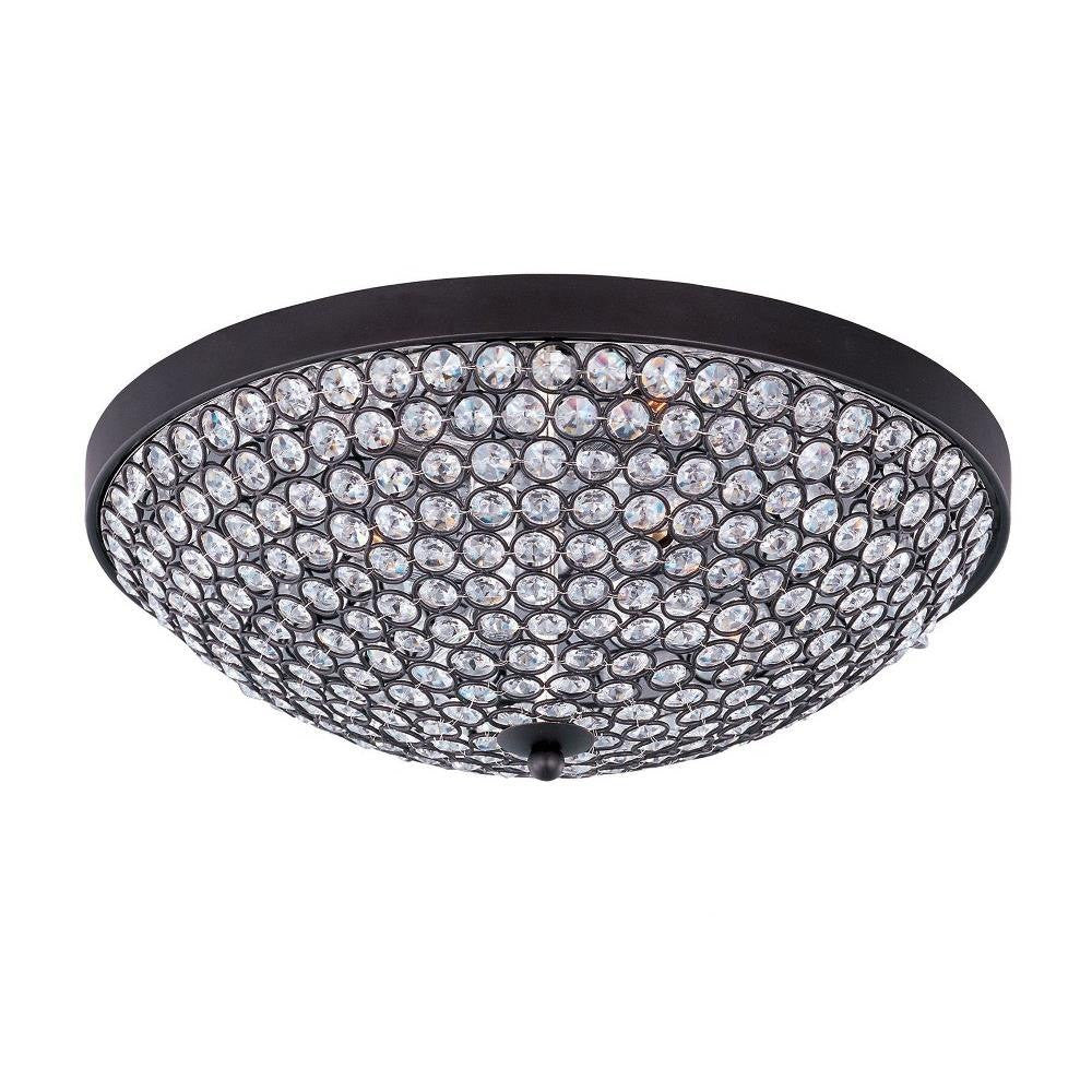 Maxim Lighting 39871BCPS Glimmer 4 Light 15 Inch Black Chrome Flush Mount Ceiling Light with Crystal Shade
