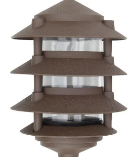 Dabmar Lighting D5100-L12-40K-3B-BZ Powder Coated 4-Tier Cast Aluminum Pagoda Light, 3 in. Base, 6 in. Top, Voltage 120V, Color Temperature 40K, Wattage 12W, Bronze