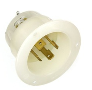 Leviton 2465 20A, 347/600V 3-Phase Y, NEMA L20-20P, 4P, 4W, Flanged Inlet Locking Receptacle, Non-Grounding, White Finish