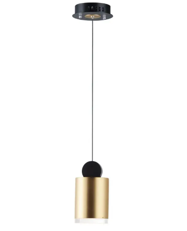 ET2 Contemporary Lighting E20862-75BKGLD Nob LED Mini Pendant Cylinder, Color Temperature 3000K, 450 Lumens, Voltage 120V, Black / Gold