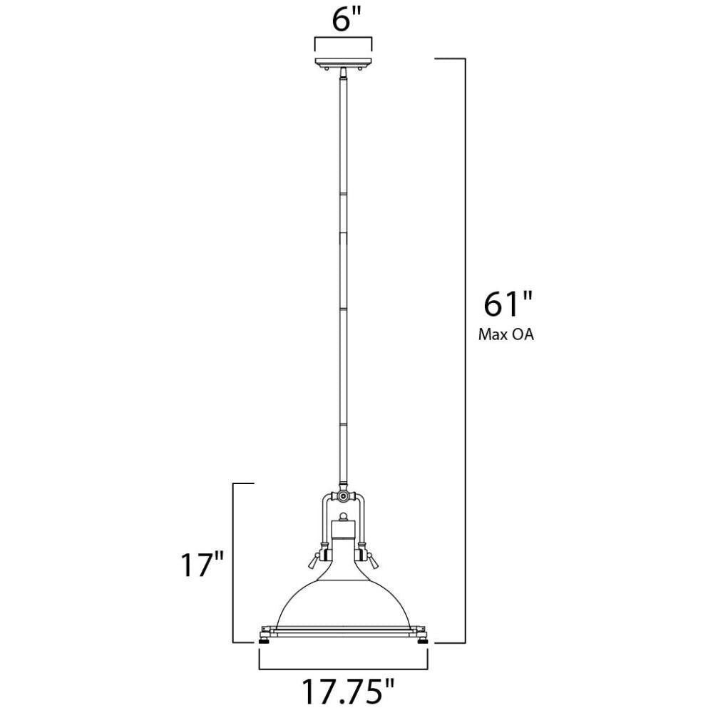 Maxim Lighting 25109FTBZ Hi Bay Pendant Line Drawing - 17.75 inch wide, 17 inch high, 61 inch max overall height