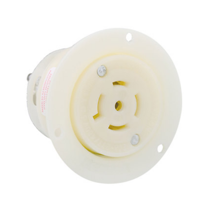 Leviton 2526 20 Amp, 277/480 Volt, Flanged Outlet Locking Receptacle, Industrial Grade