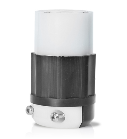 Leviton 2533 Locking Connector, 20 Amp, 347/600 Volt, Industrial Grade, Black & White