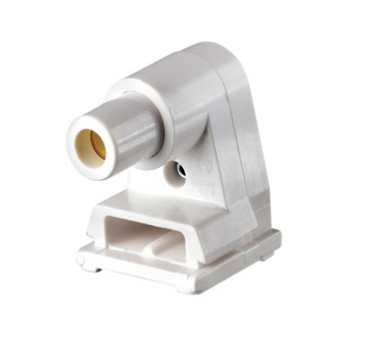 Leviton 2536 Slimline Base, Single Pin, Standard Fluorescent Lampholder, Pedestal, Slide-On Lock-On, Plunger, Quickwire 18AWG Solid or Str Tinned - White
