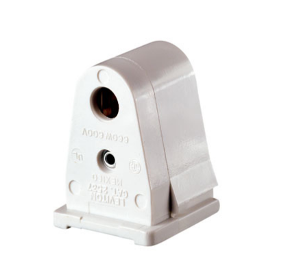 Leviton 2537 Slimline Base, Single Pin, Standard Fluorescent Lampholder, Pedestal, Slide-On Lock-On, Stationary, Quickwire 18AWG Solid or Str Tinned - White