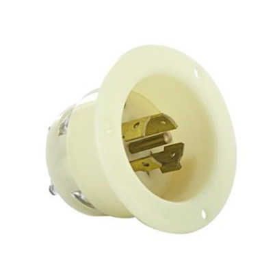 Leviton 2545 20 Amp, 347/600 Volt, Flanged Inlet Locking Receptacle, Industrial Grade