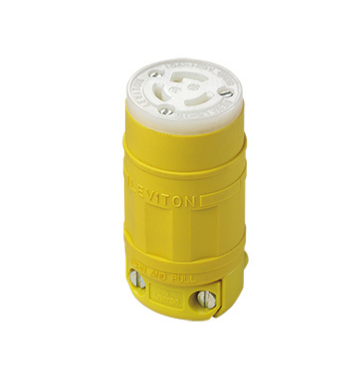 Leviton 2547 15 Amp, 125 Volt, NEMA L5-15R, 2P, 3W, Connector, Locking, Industrial Grade, Grounding, Dustguard - YELLOW