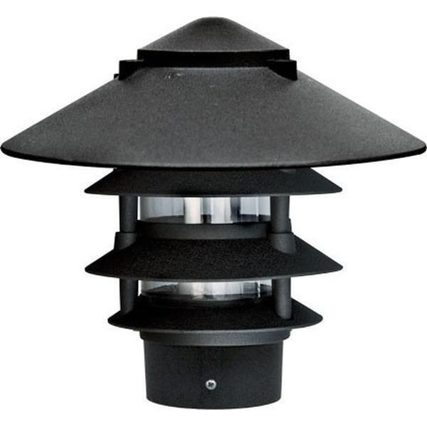 Dabmar Lighting D5100-L12-40K-310-B Powder Coated 4-Tier Cast Aluminum Pagoda Light, 3 in. Base, 10 in. Top, Voltage 120V, Color Temperature 40K, Wattage 12W, Black