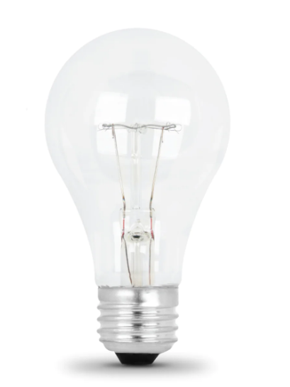 Feit Electric 25A/CL-130 E26 Clear E26 Base A19 Incandescent Light Bulb, Color Temperature 2700K, Wattage 25W, Voltage 130V