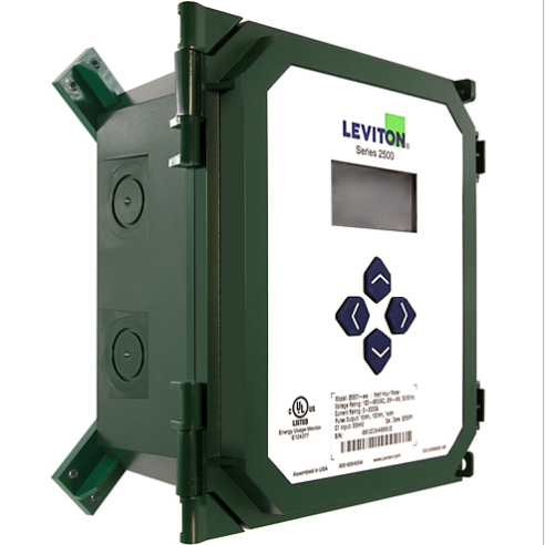 Leviton 25B01-A01 Submeter, 120/208V or 277/480V, 3-Phase Programmable, Pulse/Modbus with (2) 100A Solid Core CTs