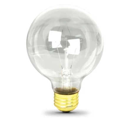 Feit Electric 25G25/24 Clear Dimmable G25 Medium (E26) Incandescent Bulb, Wattage 25W, Voltage 120V, Color Temperature 2700K - 24 Pack