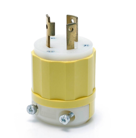 Leviton 2611-CY Locking Plug, 30 Amp, 125 Volt, Industrial Grade, Yellow & White