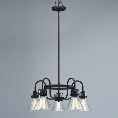 Maxim Lighting 26117CDOI Seafarer 5 Light Oil Rubbed Bronze Chandelier - Full Hanging View on Grey Background