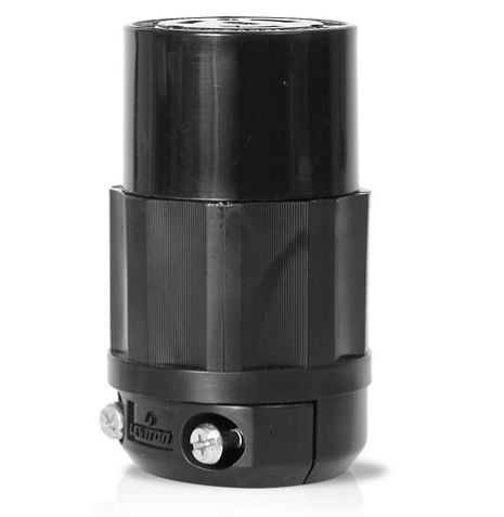 Leviton 2613-B 30 Amp, 125 Volt, NEMA L5-30R, 2P, 3W, Locking Connector, Industrial Grade, Grounding - Black
