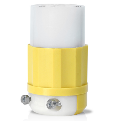 Leviton 2613-CY 30 Amp, 125 Volt, NEMA L5-30R, 2P, 3W, Locking Connector, Industrial Grade, Grounding - Yellow & White