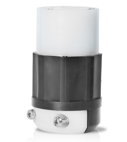 Leviton 2613 30 Amp, 125 Volt, NEMA L5-30R, 2P, 3W, Locking Connector, Industrial Grade, Grounding - Black/White
