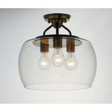Maxim Lighting 26130CLBZAB Goblet 3 Light 13.5 Inch Bronze/Antique Brass Semi-Flush Mount Ceiling Light Side View