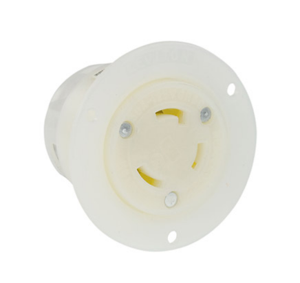 Leviton 2616 30 Amp, 125 Volt, Flanged Outlet Locking Receptacle, Industrial Grade