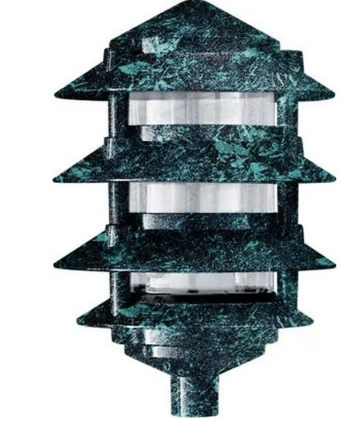 Dabmar Lighting D5100-L12-40K-VG Powder Coated 4-Tier Cast Aluminum Pagoda Light, 0.5 in. Base, 6 in. Top, Voltage 120V, Color Temperature 40K, Wattage 12W, Verde Green