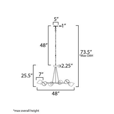 Maxim Lighting 26266SSDBZ Keppe 6 Light Dark Bronze Chandelier - Dimensions Diagram