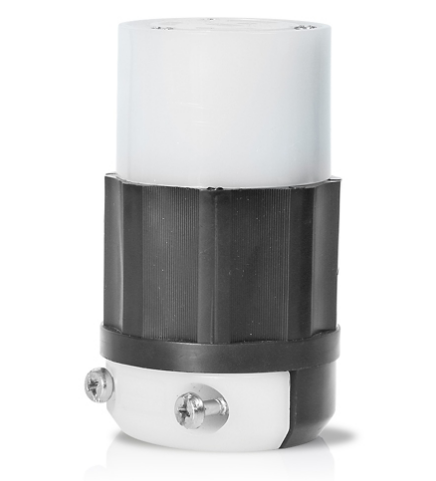 Leviton 2633 Locking Connector, 30 Amp, 277 Volt, Industrial Grade, Black & White