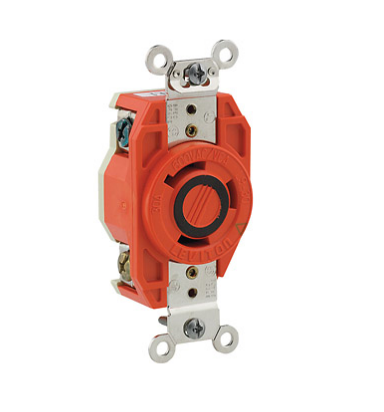 Leviton 2650-IG 30 Amp, 600 Volt, Flush Mount Locking Receptacle, Industrial Grade