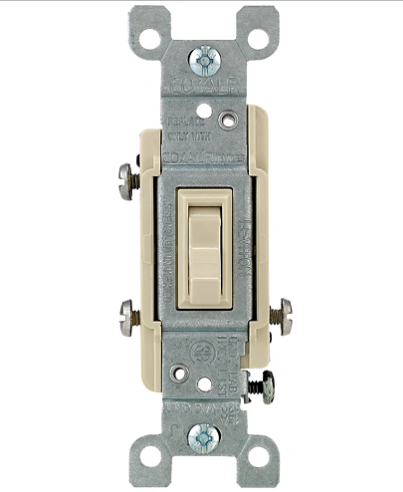 Leviton 2653-2I 15 Amp 3-Way Toggle CO/ALR Switch, Grounding, Ivory