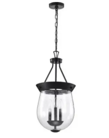Nuvo 60-7800 11-in Boliver Pendant Light Fixture w/o Bulbs, 3-Light, Matte Black