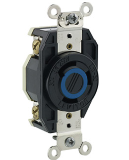Leviton 2670 30A, 250V 3-Phase, NEMA L11-30R, 3P, 3W, Flush Mtg Locking Receptacle, Non-Grounding, V-0-MAX, Black