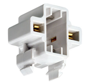 Leviton 26719-100 G23, G23-2 Base, 5w 7w 9w 2-pin, Compact Fluorescent Lamp Holder, Snap-in, 75w-600v, White