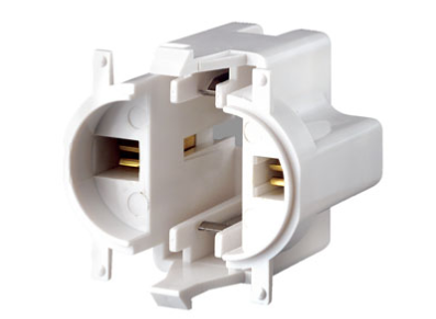 Leviton 26719-300 G23 Base, 5W 7W 9W 2-Pin, Compact Fluorescent Lampholder, Vertical, Top Snap-In, Color Code, , Quick-Connect 18AWG Solid or Str. Tinned, White Body