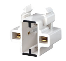 Leviton 26720-100 Gx23-2 Base, 2-pin, Compact Fluorescent Lampholder, Horizontal, Snap-in, Black Color Code, Quick-connect 18awg Solid Or Str Tinned, White Body