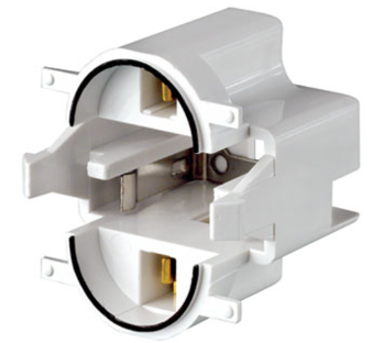 Leviton 26720-300 Gx23 Base, 2-pin, Compact Fluorescent Lampholder, Vertical, Top Snap-in, Black, Color Code, Quick-connect 18awg Solid Or Str Tinned White Body
