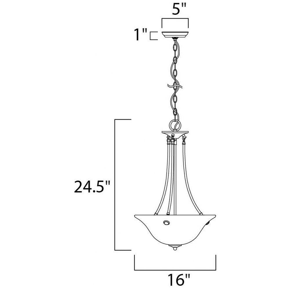 Maxim Lighting 2682MRSN Malaga Pendant Dimensions - 16 inch Wide by 24.5 inch High