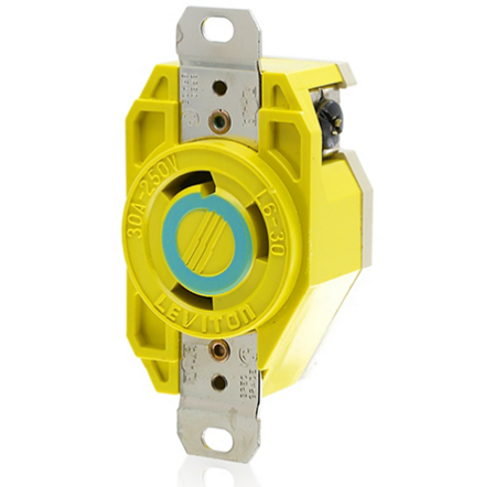 Leviton 26CM-20 30 Amp, 250 Volt, Flush Mount Locking Receptacle, Industrial Grade