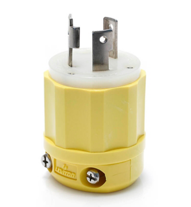 Leviton 26CM-21 Locking Plug, 30 Amp, 250 Volt, Industrial Grade, Corrosion Resistant, Yellow & White