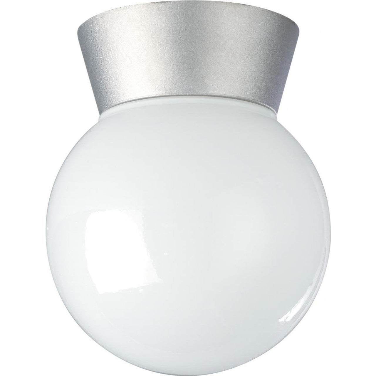 Nuvo SF77-152 1 Light 8" Utility Ceiling light Fixture, White Glass, Satin Aluminum Finish