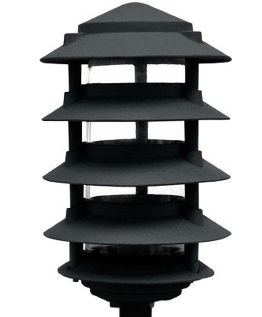 Dabmar Lighting D5500-L12-40K-B Powder Coated 5-Tier Cast Aluminum Pagoda Light 0.5 in. Base & 6 in. Top, Voltage 120V, Color Temperature 40K, Wattage 12W, Black