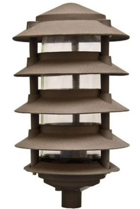 Dabmar Lighting D5500-L12-40K-BZ Powder Coated 5-Tier Cast Aluminum Pagoda Light 0.5 in. Base & 6 in. Top, Voltage 120V, Color Temperature 40K, Wattage 12W, Bronze