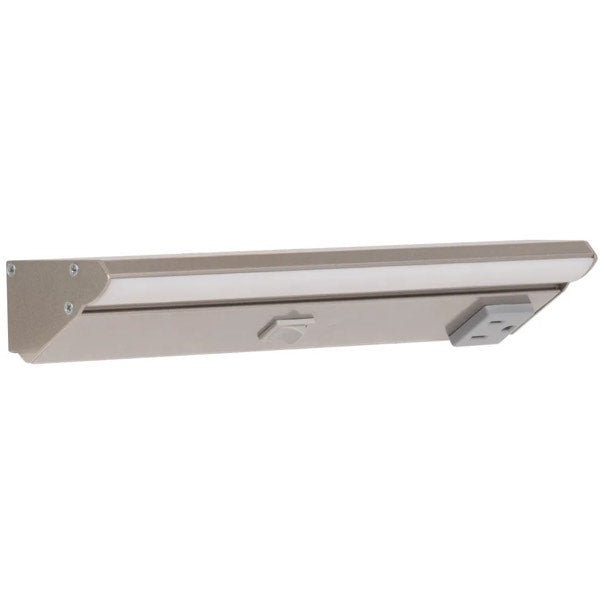 Task Lighting LP10QD2NDGSN50 10.5" Lighted Power Strip w/ Switch, 1 Gray Single Receptacle, Color Temperature 5000K, 200 Lumens, Voltage 120V, Satin Nickel