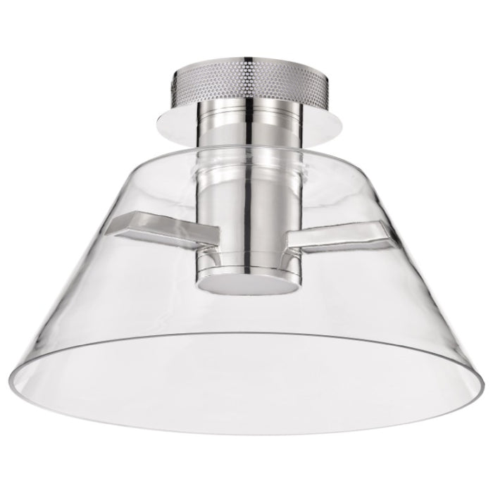 Nuvo 62-2053 Edmond LED Semi-Flush Fixture, Wattage 12W, Color Temperature 3000K, Voltage 120V, Polished Nickel / Clear Glass