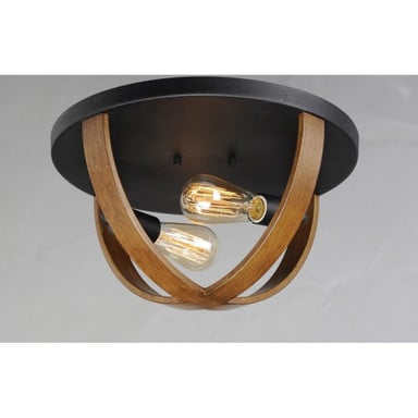 Maxim Lighting 27570APBK Compass 2 Light 15.75 Inch Antique Pecan/Black Flush Mount Ceiling Light - Side Angle View