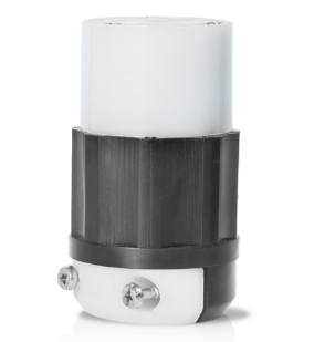 Leviton 2763 30A, 277/480V 3-Phase Y, NEMA L19-30R, 4P, 4W, Locking Connector, Non-Grounding. Black/White