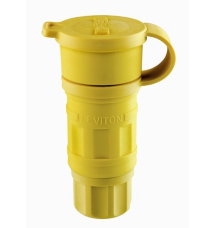 Leviton 27W83 20 Amp, 347/600 Volt 3PY, NEMA L23-20R, 4P, 5W, Locking Connector, Industrial Grade, Grounding, Wetguard - YELLOW