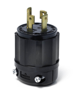 Leviton 2721-B Locking Plug, 30 Amp, 250 Volt, Industrial Grade, Black Finish