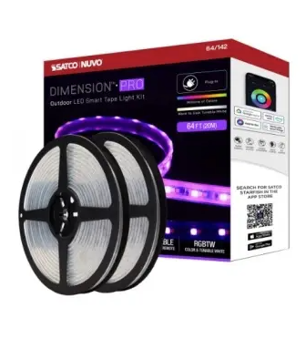 Nuvo 64-142 64-ft Dimension Pro Tape Light, Wattage 68W, Lumens 6300 lm, Voltage 24V, Plug Connection