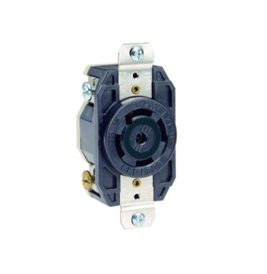 Leviton 2830 30 Amp, 347/600 Volt 3PY, NEMA L23-30R, 4P, 5W, Flush Mtg Locking Receptacle, Industrial Grade, Grounding - BLACK