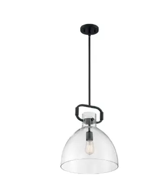 Nuvo 60-7152 Teresa Series Bell Pendant Light w/ Clear Glass, Wattage 100W, Matte Black