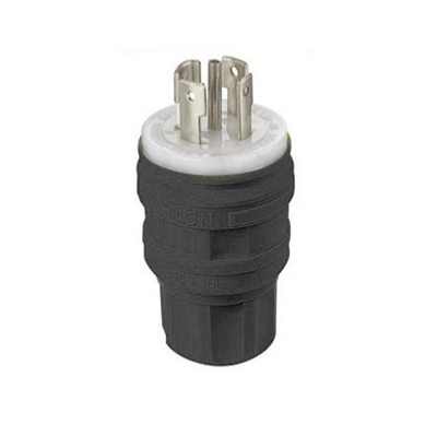 Leviton 28W81-B 30 Amp, 120/208 Volt 3-Phase Y, NEMA L21-30P, 4P, 5W, Locking Plug, Industrial Grade, Grounding, Wetguard - Black