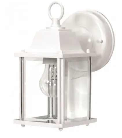 Nuvo 60-636 9" Cube Wall Lantern, Clear Beveled Glass, White Finish